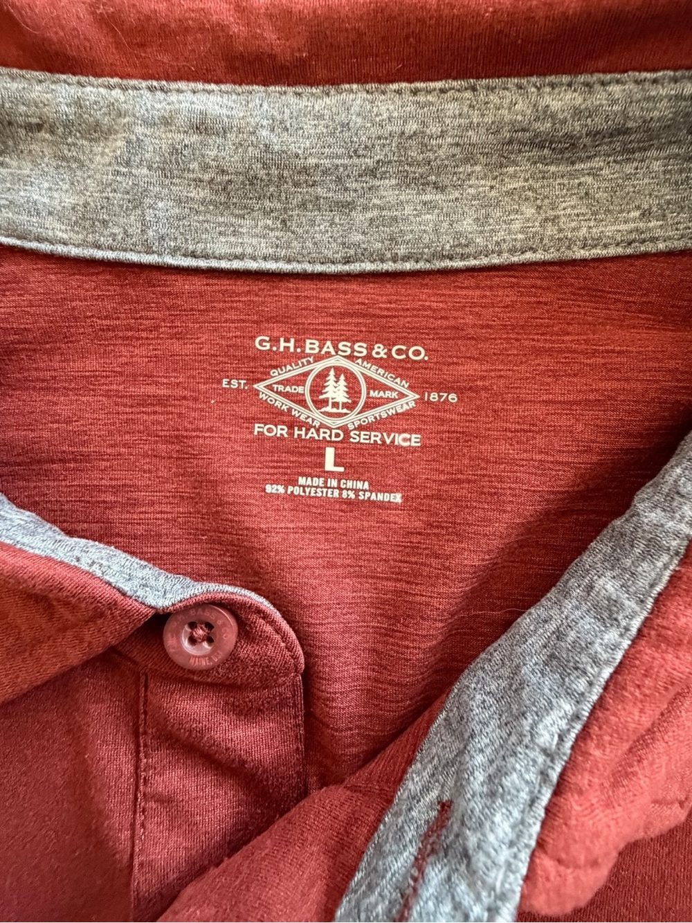 G.H. Bass Slub Jersey Polo Shirt Men’s L Red Stretch Performance Casual - Picture 6 of 9